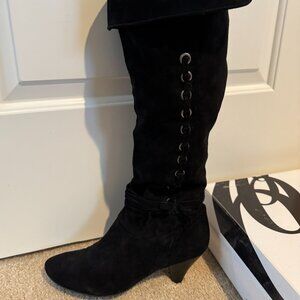 Nine West Nwadele Suede Knee High Boot in Black, Side 9M